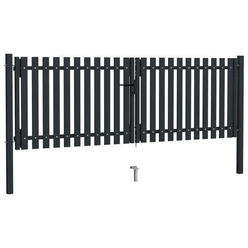 vidaXL Двойные ворота для забора, сталь 306x125 см, антрацит