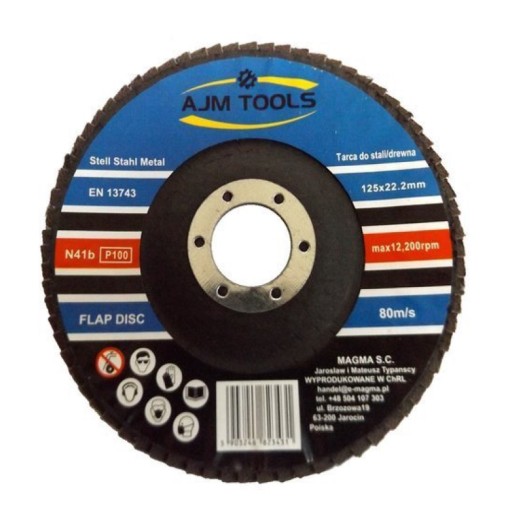 1szt Ściernica lamelowa lamelkowa listkowa 125 x 22 gradacja P100 AJM TOOLS