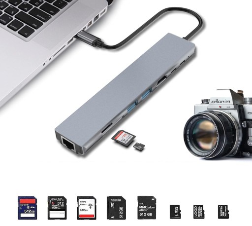ДОК-СТАНЦИЯ-ХАБ 8 В 1 PD100W 4K СЧИТЫВАТЕЛЬ ТИПА C ДЛЯ HDMI MACBOOK AIR PRO