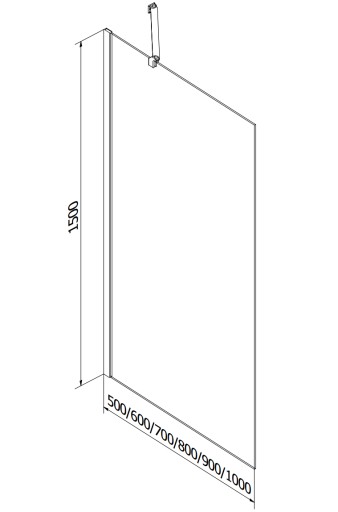 MEXEN NEXT Шторка для ванны 1-S FIX 60 CM ЧЕРНЫЙ