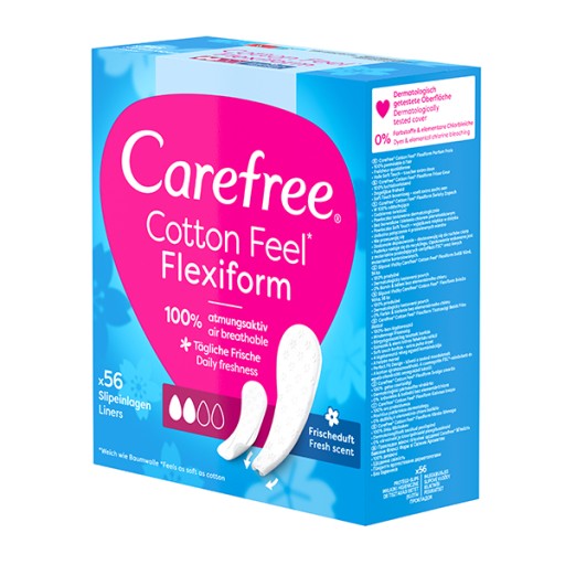 Прокладки для трусов CAREFREE Cotton Feel Flexiform, свежий аромат, 56 шт.