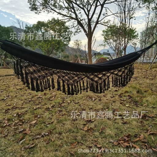 Ins Black Fringed Canvas Hammock