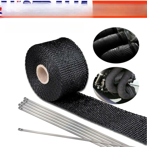 1,5 MM * 50 MM * 15 M ROLKA OWIJANIA CIEPŁA SPALIN DO OSŁONY CIEPLNEJ Z WŁÓKNA SZKLANEGO MOTOCYKLA