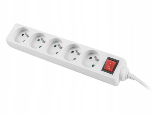 PRZEDŁUŻACZ LANBERG BIAŁY 1,5M 5X 230V PEŁNA MIEDŹ