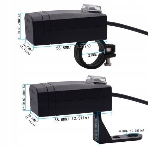 Зарядное устройство с водонепроницаемой розеткой USB 12V IP65