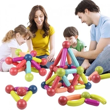 XXL KLOCKI MAGNETYCZNE EDUKACJA MAGNETIC STICKS 58