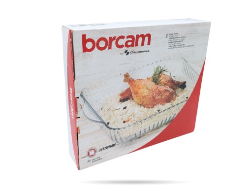 Naczynie żaroodporne ryflowane kwadrat 28 cm 3,2 L Borcam PASABAHCE