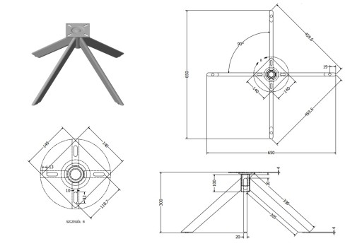 Podstawa obrotowa fotela H30cm PF01.H300-OB