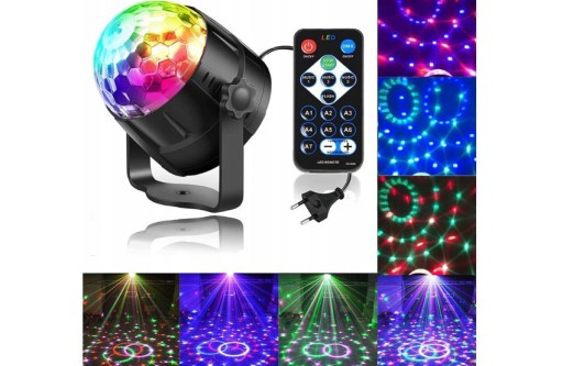 LED DISCO RGB DISCO BALL ПРОЕКТОР + ПУЛЬТ ДИСТАНЦИОННОГО УПРАВЛЕНИЯ