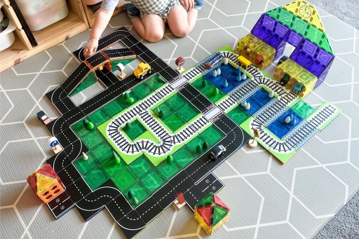 Nakładki na klocki magnetyczne tory kolejowe 36 el. Train Track Pack