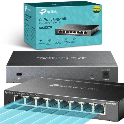 КОММУТАТОР TP-LINK TL-SG108E 8 ГИГАБИТНЫХ ПОРТОВ 1000 МБ/с
