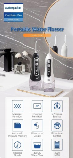 БЕСПРОВОДНОЙ ИРРИГАЦИОННЫЙ WATERPULSE V580 CordlessPro 320мл 2000мАч