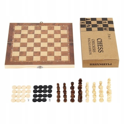Деревянные шахматы, шашки, нарды, 3в1, 35х35