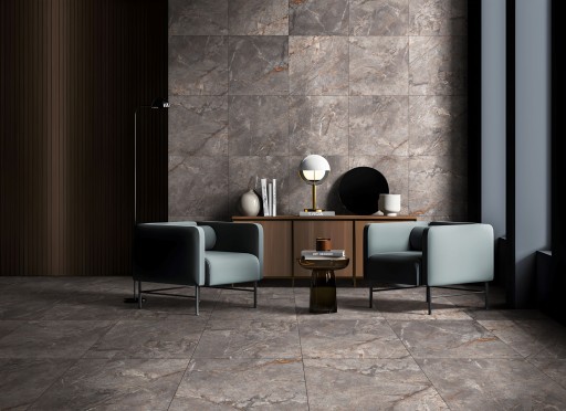 НАСТЕННАЯ ПЛИТКА ДЛЯ ВАННОЙ КОМНАТЫ МРАМОР ZORANI NERO 60x60 РЕЗЬБА / МАТОВАЯ