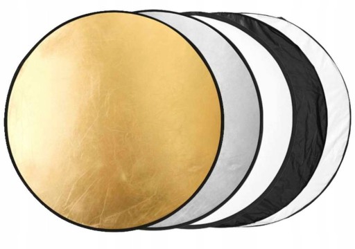 BLENDA FOTOGRAFICZNA 60cm ZŁOTA SREBRNA DYFUZOR 5W1 Pokrowiec Plener Studio