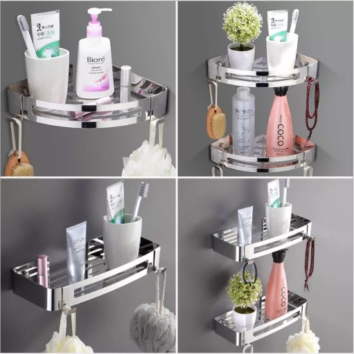 2x ПОЛКА ДЛЯ ВАННОЙ, угловая, SILVER SHOWER, глянцевая нержавеющая сталь