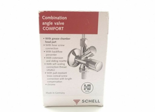 КОМБИНИРОВАННЫЙ УГЛОВОЙ КЛАПАН SCHELL 1/2 x 3/8 x 3/4