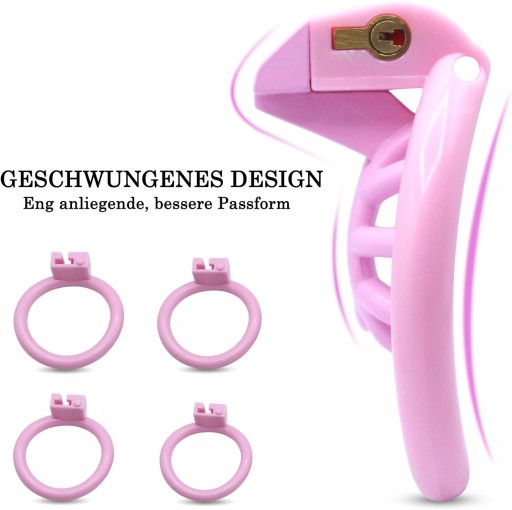 RÓŻOWY PAS CNOTY CHASTITY 4 RINGI MICRO CAGE