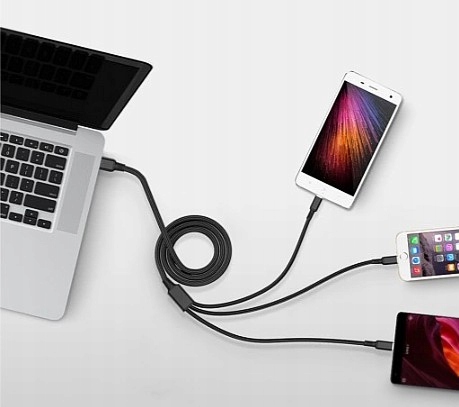 USB-КАБЕЛЬ ДЛЯ ЗАРЯДКИ 3 в 1, ТРИ КОНЦА, 1,2 М