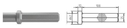 Долото Tip Point Point HEX 25x108 L мин. 350 мм