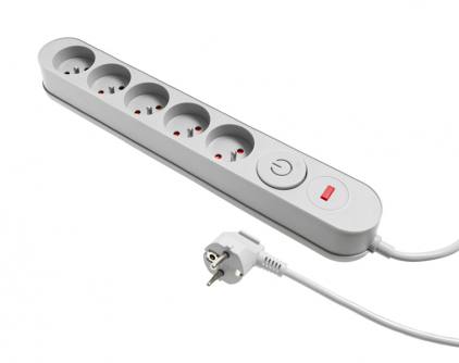 PLASTROL НАПРЯЖИТЕЛЬНАЯ КОЛОНКА 5 РОЗЕТОК 3M ВЫКЛЮЧАТЕЛЬ СЕРЫЙ LXW00020