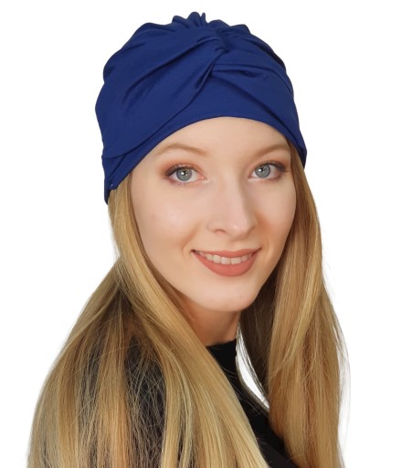 Turban Sara 12 z wiskozy modna czapka bez wzoru także po chemioterapii