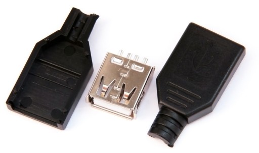 Разъем USB-A для кабеля с крышкой, 4 шт.