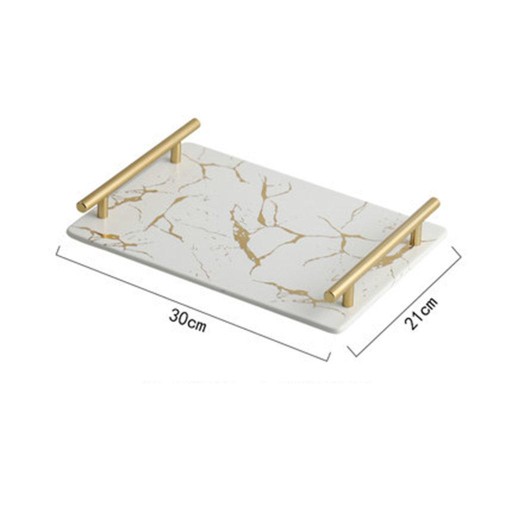 Мраморный поднос с ручкой Easy White Square.