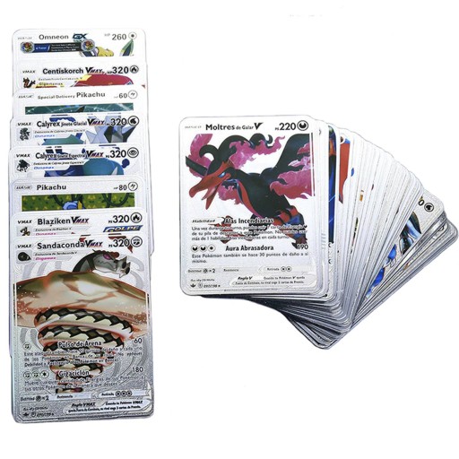 КОЛЛЕКЦИОННЫЕ ИГРОВЫЕ КАРТЫ POKEMON СПЕЦИАЛЬНЫЕ ЧЕРНЫЕ СЕРЕБРЯНЫЕ 60 КАРТ 2в1