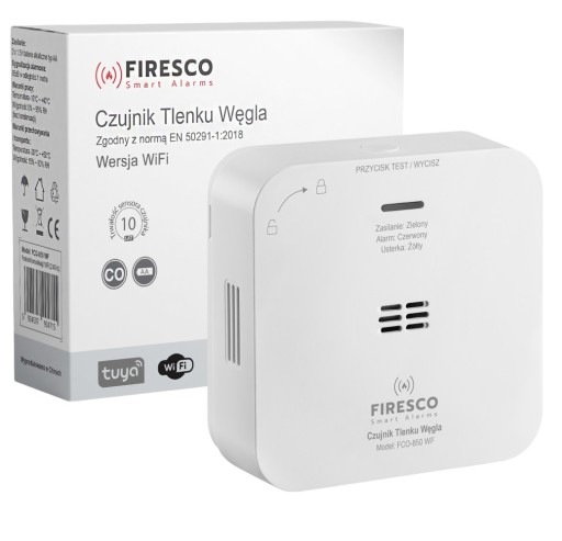 Детектор угарного газа Firesco FCO-850 WF с приложением WiFi Tuya