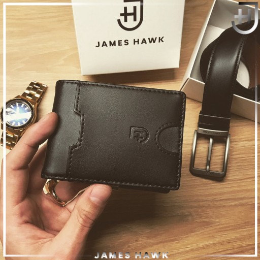 James Hawk Smart Wallet Мужской кожаный кошелек тонкий тонкий RFID коричневый