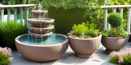 Садовый фонтан, водная скульптура, инсталляция, домашний каскад, водопад