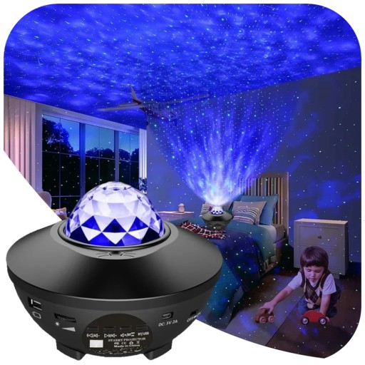PROJEKTOR GWIAZD NIEBA LAMPKA NOCNA LED USB C RZUTNIK DLA DZIECI RGB +PILOT