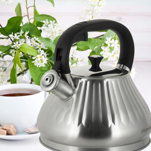 СТАЛЬНОЙ ЧАЙНИК СО СВИСТОКОМ 3,0 Л ГАЗОВЫЙ ИНДУКЦИОННЫЙ KAMILLE