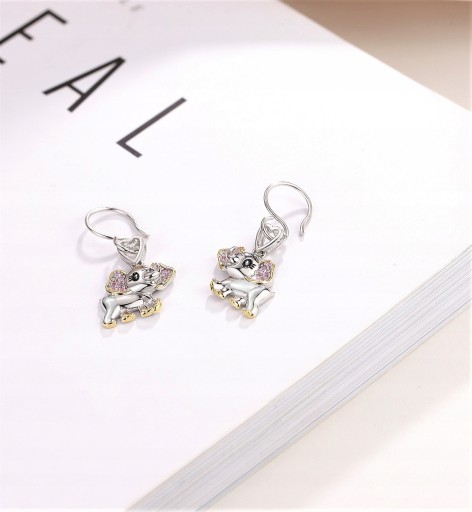 СЕРЕБРЯНЫЕ СЕРЬГИ 925 ПРОБЫ ДЛЯ ДЕВОЧКИ, СЕРДЦЕ СЛОНА