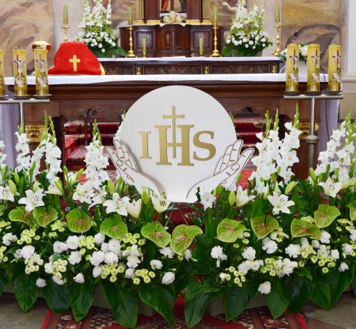 Круглая доска IHS Hands под алтарь для украшения причастия 70 см