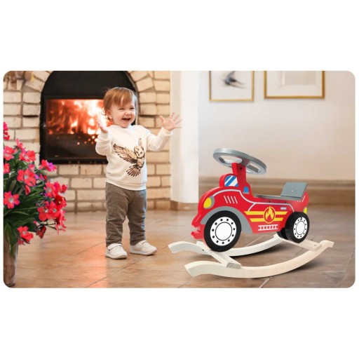 Ricokids 785001 деревянная машина-качалка пожарная команда