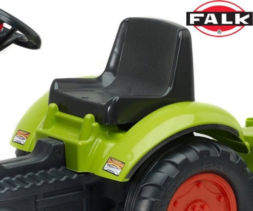 FALK Трактор Claas зелёного цвета с педалями, прицепом и клаксоном, БОЛЬШОЙ, для детей от 2 лет