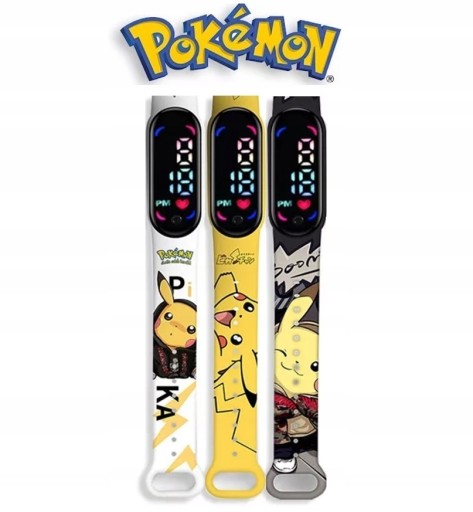 ЭЛЕКТРОННЫЕ ЦИФРОВЫЕ СВЕТОДИОДНЫЕ ЧАСЫ PIKACHU POKEMON ремешок для детей в подарок