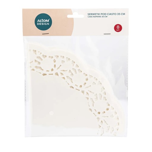 Serwetki papierowe pod ciasto okrągłe ozdobne Altom Design białe 35cm 8 szt
