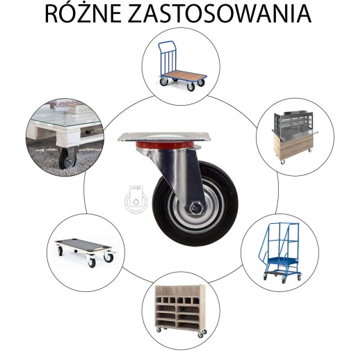KOMPLET 4 SZT. KÓŁ fi 200 wózek regał 13STGU200