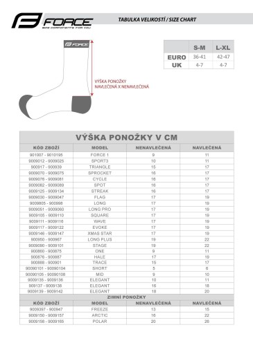 Носки FORCE TRACE, черно-флюоресцентные S-M/36-41
