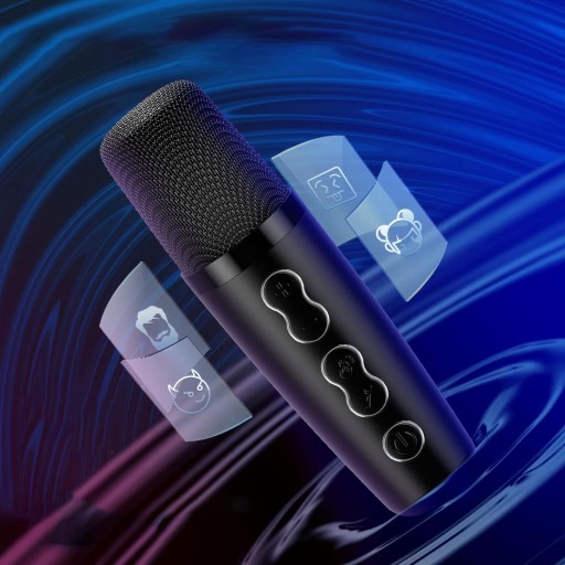 PRZENOŚNY GŁOŚNIK KARAOKE Z BLUETOOTH 5.0 I LED I 2 MIKROFONAMI