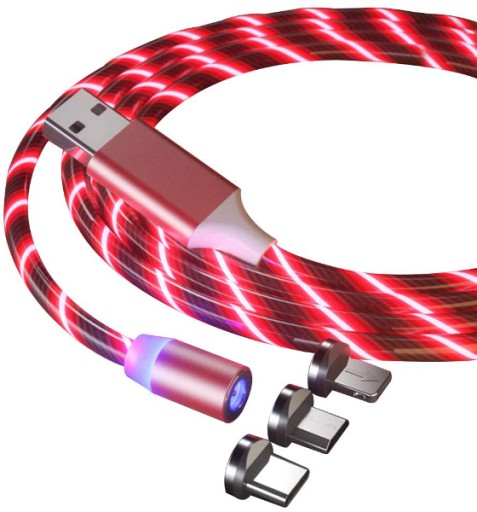 СВЕТОДИОДНЫЙ МАГНИТНЫЙ КАБЕЛЬ 3 в 1 micro USB TYPE-C iPhone