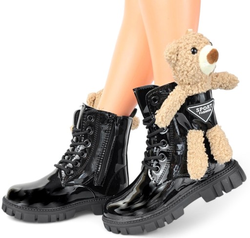 Утепленные ботинки для девочек, зимние ботинки на шнуровке + молния TEDDY BEAR *31*