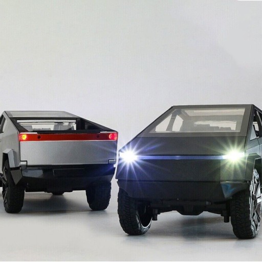 МОДЕЛЬ АВТОМОБИЛЯ TESLA CYBERTRUCK 1:24 ИЗ АЛЮМИНИЕВОГО СПЛАВА С ФАРАМИ И ДВЕРЯМИ