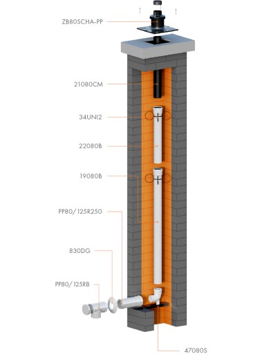 Труба дымоходная прямая DN80 ПП RICOM 100 см