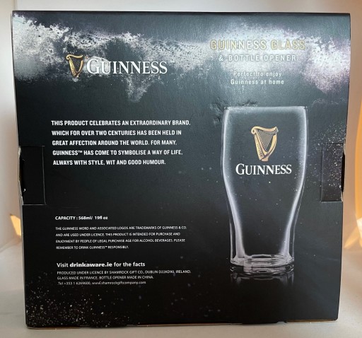 GUINNESS DRAFT 2025 Бокал для пинты TULIP DESIGN + открывалка для ПОДАРОЧНОЙ КОРОБКИ