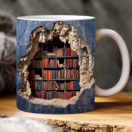 Кружка с полкой для библиотеки, 3D керамическая кружка с полкой для книг
