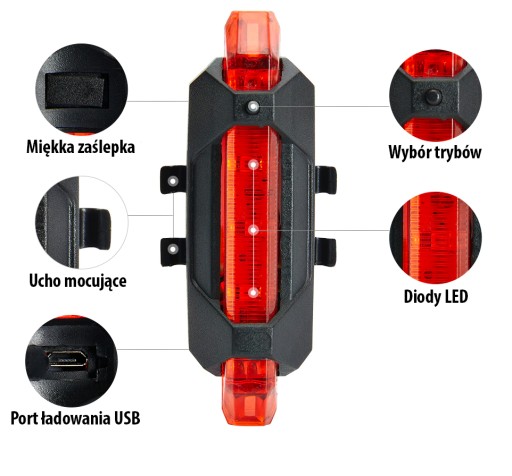 Задний фонарь для велосипеда Задний светодиодный фонарь для велосипеда USB-кабель